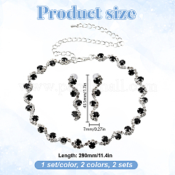 2 Sets 2 Colors Alloy Rhinestone Necklaces & Stud Earrings Sets&nbsp;SJEW-GO0001-10B