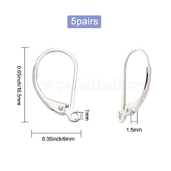 スターリングシルバーのフレンチフックピアス金具5組925個  スタンプ925個付き  銀  16.5x9x1.5mm  穴：1mm  ピン：0.7mm&nbsp;STER-CN0001-13