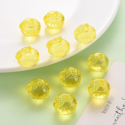 透明なアクリルパーツ  多面カット  3のdリンゴ  きいろ  17.5x19x18mm  穴：2mm  約150個/436g&nbsp;LS-TACR-T024-05B-916