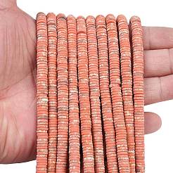 染色合成インペリアルジャスパービーズ連売り  艶消し  ディスクビーズ  ヒシビーズ  ライトサーモン  6x1.5mm  穴：1mm  約249~252個/連  15.28~15.55''（38.8~39.5センチメートル）&nbsp;G-A272-C06-03