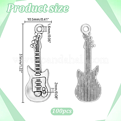 チベット風アロイペンダント100個  ギターチャーム  アンティークシルバー  31x10.5x2mm  穴：1.6mm&nbsp;TIBEP-HY0001-18