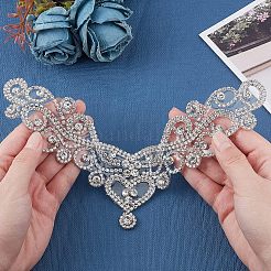 ホットラインストーン  パッチに真鍮  ドレスシューズ衣服装飾  半円の花  クリスタル  223x115x7mm&nbsp;DIY-WH0257-44
