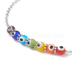 Multi-Colored Handmade Evil Eye Lampwork Anklets&nbsp;AJEW-AN00514-01