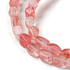 チェリークォーツガラスビーズ連売り  フラットオーバル  6~6.5x4~4.5x2.5mm  穴：0.6mm  約64個/連  15.94''（40.5センチメートル）&nbsp;G-M420-H07-03