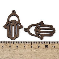 ウォールナットウッドペンダント  ハムサの手  ココナッツブラウン  44x28.5x2.5mm  穴：2mm&nbsp;WOOD-A025-16