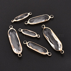 Brass with Glass Links/Connector Charms&nbsp;GLAA-T027-13