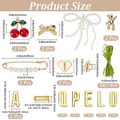 DIY靴デコレーションキット  合金ペンダントと安全ピンブローチを含む  プラスチック製の模造真珠の靴のチャームとポリエステルのリボン  ミックスカラー  17~27x9~23.5x5.5~11.5mm  穴：1.6~3mm&nbsp;DIY-BM0001-63