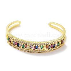 Brass Micro Pave Clear Cubic Zirconia Cuff Bangles&nbsp;BJEW-Z061-23B