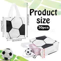 ハンドル付きサッカープリント不織布バッグ30個  ショッピングバッグ  長方形  ホワイト  24.7x20x0.15cm  オープン：19.8x9x20.3cm&nbsp;ABAG-PH0002-01A