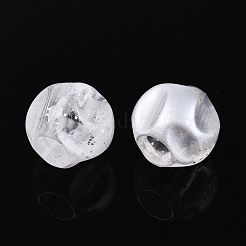 透明アクリルとグリッターパウダービーズ  ナゲット  透明  14x15x15mm  穴：7mm&nbsp;TACR-T028-66B