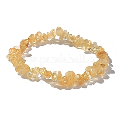 チップス天然シトリンビーズのストレッチブレスレット  1-3/4インチ（4.5cm）&nbsp;X-BJEW-JB01826-08