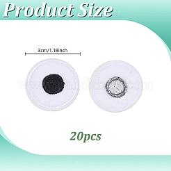 20個の目のポリエステル刺繍アイロン接着/縫い付けパッチ  マスクと衣装のアクセサリー  ホワイト  30mm&nbsp;DIY-PH0036-61B-01