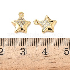 真鍮マイクロパヴェキュービックジルコニアスターチャーム  ニッケルフリー  18KGP本金メッキ  透明  10.5x9x2mm  穴：1mm&nbsp;KK-A281-19G
