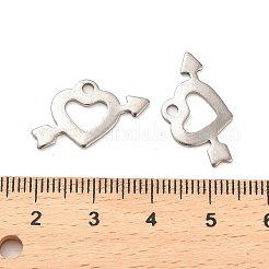 変色しないステンレスペンダント  ハートを貫く矢のチャーム  ステンレス鋼色  12.5x21x1mm  穴：1.5mm&nbsp;STAS-L276-01P-07
