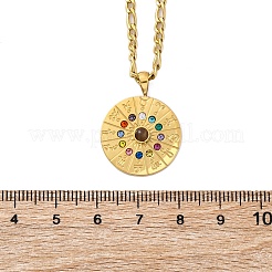 304ステンレススチールのカラフルなラインストーンの星座ペンダントネックレス（女性用）  イオンプレーティング（ip）  18KGP本金メッキ  20.37インチ（51.75cm）&nbsp;NJEW-U032-02G