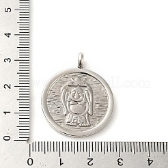 変色しない304ステンレススチールペンダント  ステンレス鋼色  フラットラウンド  仏  31x25x2mm  穴：4mm&nbsp;STAS-C086-06G-P