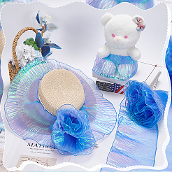 グラデーションカラーのオーガンジープリーツレースリボン  縫製や工芸品の装飾用  ドジャーブルー  1/2インチ（14~15mm）  約10.72~10.94ヤード（9.8~10m）/セット&nbsp;DIY-GA0005-88C