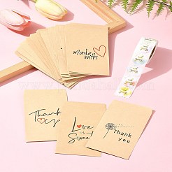 長方形のクラフト紙袋  ギフトバッグ  ありがとうの紙の粘着ステッカー付き  粘着ラベル  ハート形  混合図形  12.5x7.15x0.03cm&nbsp;CARB-FS0001-04