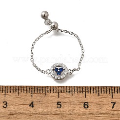 925 Sterling Silver Micro Pave Cubic Zirconia Slide Rings&nbsp;RJEW-R016-02P-01