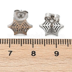 Non-Tarnish 304 Stainless Steel Spider Web Stud Earrings&nbsp;EJEW-G294-01P