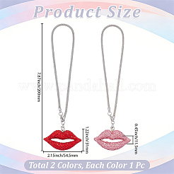 2Pcs 2 Colors Rhinestone Lip Pendant Decorations&nbsp;HJEW-CY0001-02