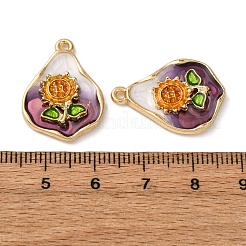 合金エナメルチャーム  ひまわりチャーム  ラックめっき  ライトゴールド  カラフル  24x17x3.5mm  穴：1.6mm&nbsp;ENAM-B028-21KCG