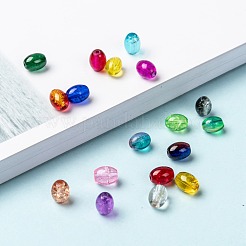 18 Colors Transparent Crackle Glass Beads&nbsp;CCG-X0011-02-6x8mm
