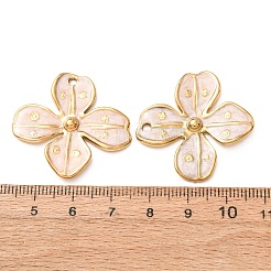 304ステンレススチールエナメルペンダント  花のチャーム  イオンプレーティング（ip）  18KGP本金メッキ  ミスティローズ  31.5x32.5x3mm  穴：2mm&nbsp;SA-CBAD609-14G-02