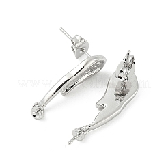 真鍮製スタッドピアスパーツ  カドミウムフリー＆ニッケルフリー＆鉛フリー  プラチナ  27x7.5mm&nbsp;LS-KK-M326-19P