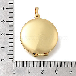 Brass Flat Round Locket Pendants&nbsp;KK-D431-029A-G