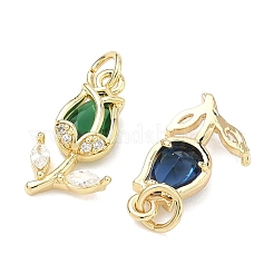 Brass Micro Pave Cubic Zirconia Pendants&nbsp;KK-K417-09G