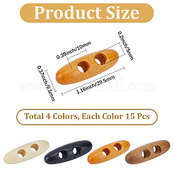 60Pcs 4 Colors 2-Hole Wood Buttons&nbsp;BUTT-GF0004-25B