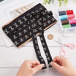 コットンフックとアイテープ  服飾材料  裁縫工芸品の飾り  鉄のフックと目で  ブラック  25x4.5mm  約3ヤード（2.74m）/カード&nbsp;DIY-WH0308-119A