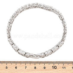 女性用真鍮パヴェクリアキュービックジルコニアテニスブレスレット  ラックめっき  長持ちメッキ  カドミウムフリー＆鉛フリー  プラチナ  7.52インチ（19.1cm）&nbsp;KK-CBA68DA-12P