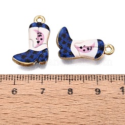 プリント合金ペンダント  ラックめっき  靴と月のチャーム  カドミウムフリー＆ニッケルフリー＆鉛フリー  ゴールドカラー  マリンブルー  21.5x13x3.5mm  穴：1.6mm&nbsp;PALLOY-SZC0008-09B