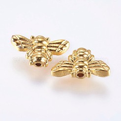 合金ビーズ  18KGP本金メッキ  蜂  ゴールドカラー  9x15x4mm  穴：1.5mm&nbsp;PALLOY-F204-02G