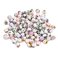 Printed Floral Printed Porcelain Beads&nbsp;PORC-T137-01B