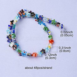 Flower Handmade Millefiori Glass Beads Strands&nbsp;LK-YW0001-08