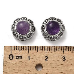 Brass Pave Natural Amethyst Multi-Strand Links&nbsp;KK-D366-01P-A