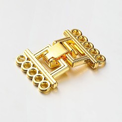 1連売り合金と真鍮製の留め金  5穴  ゴールドカラー  10mm  穴：24x16.5x5mm&nbsp;PALLOY-N0112-02G