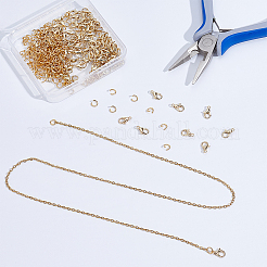 100個入り合金製カニカン  304ステンレススチールオープン丸カン200個付き  14KGP本金メッキ  10mm  穴：1mm&nbsp;FIND-ME0003-10