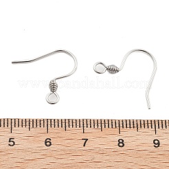 304ステンレススチールイヤリングフック金具  耳ワイヤー  水平ループ付き  ステンレス鋼色  18x16x0.8mm  20ゲージ  穴：2.5mm&nbsp;STAS-M240-02P-01