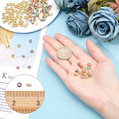 DIYのナザールボンジュウ編組ビーズブレスレット作成キット  合金エナメルヨーロピアンビーズを含む  真鍮製ラインストーンスペーサービーズ  ポリエステル糸  ミックスカラー  ヨーロッパビーズ：5.5x5.5~7mm  穴：1mm  12色  8個/カラー  96個/セット&nbsp;DIY-PH0003-15
