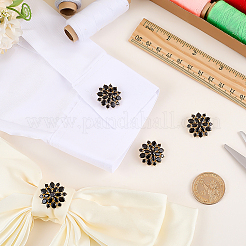 真鍮マイクロパヴェキュービックジルコニアボタン4個  花  ブラック  21x22x8mm  穴：1.5mm&nbsp;DIY-FG0007-82E