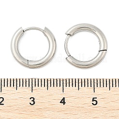 変色しにくい201ステンレススチールフープピアス  304ステンレスピン付き  リング  ステンレス鋼色  15x2.5mm  ピン：0.8mm&nbsp;X-MAK-R021-15mm
