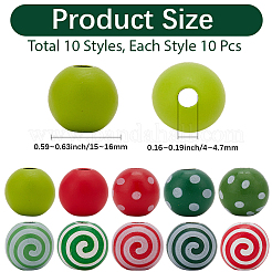 100Pcs 10 Styles Dyed Natural Wooden Beads&nbsp;WOOD-PA0001-34