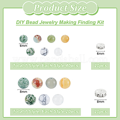 420Pcs Natural & Synthetic Mixed Gemstone Round Beads with 40Pcs Iron Rhinestone Spacer Beads&nbsp;DIY-ME0001-16