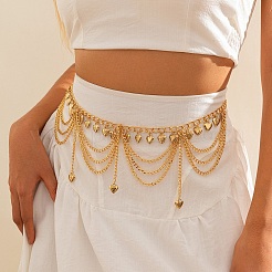 Alloy Twisted Chain Heart Tassel Waist Chains for Women&nbsp;WG6FFC1-01