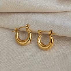 女性用304ステンレスフープピアス  三日月  18KGP本金メッキ  16.6x15mm&nbsp;LW9014