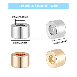 40個2色真鍮ビーズ  コラム  ニッケルフリー  本物の金メッキと本物のプラチナメッキ  6x4mm  穴：2.5mm  20個/カラー&nbsp;KK-BC0009-37